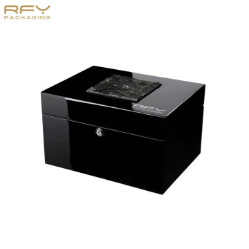 Sublimation Luxury Black Piano Lacquer Wood Storage Gift Wooden Packaging Boxes